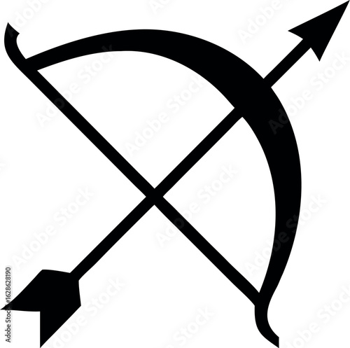 Long bow and arrow archery line art icon