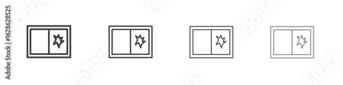 Broken window icon symbol pictogram. outline black style