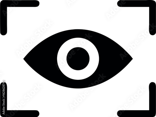 Eye retina scan or optometry eye exam icon vector