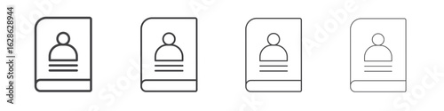 Biography icon symbol pictogram. outline black style