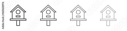 Bird house icon symbol pictogram. outline black style