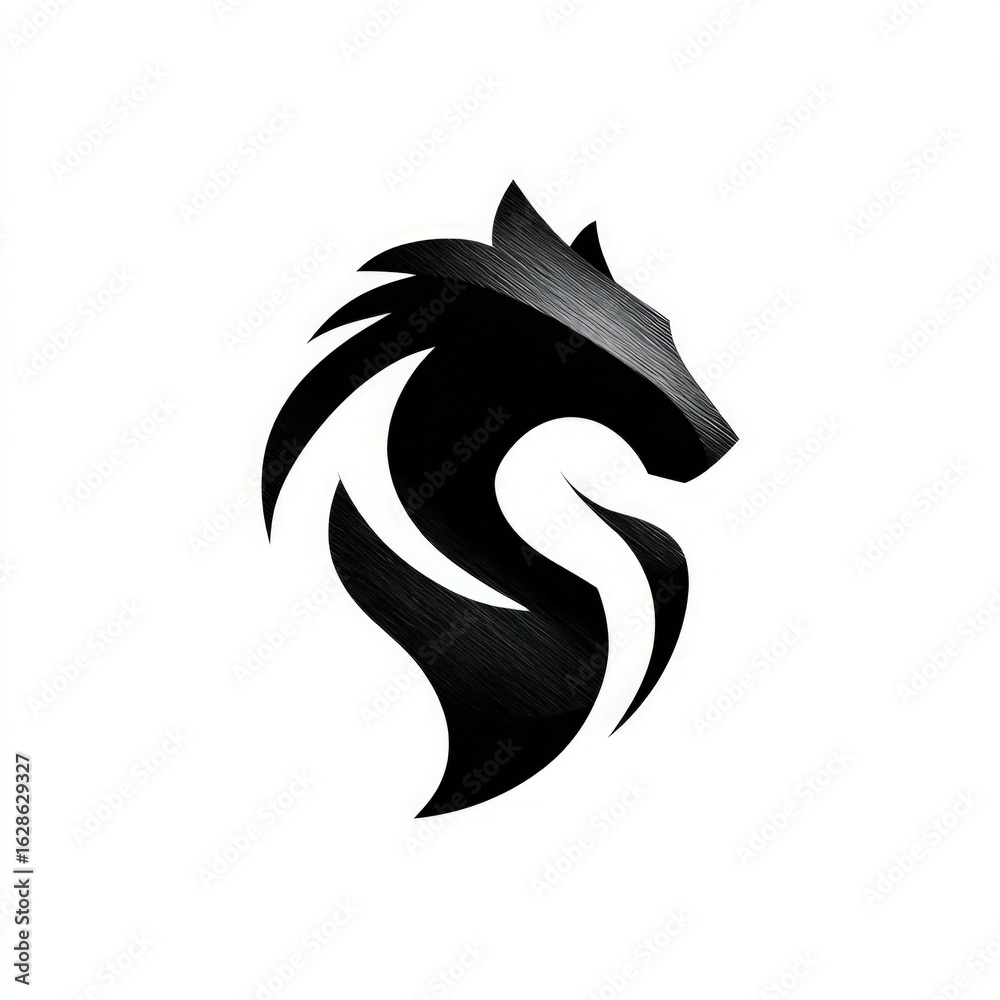 Obraz premium Stylized black silhouette of a wolf's head.