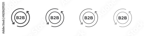 B2B icon symbol pictogram. outline black style