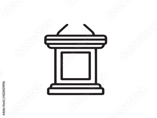 Sleek lecture stand icon in modern clean vector outline