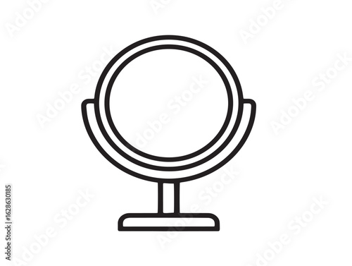 Decorative lighted makeup mirror icon in clean vector art