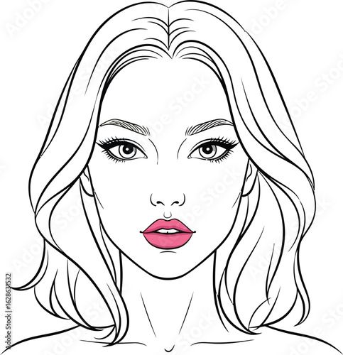 Woman face chart template for makeup artist and beauty tutorial