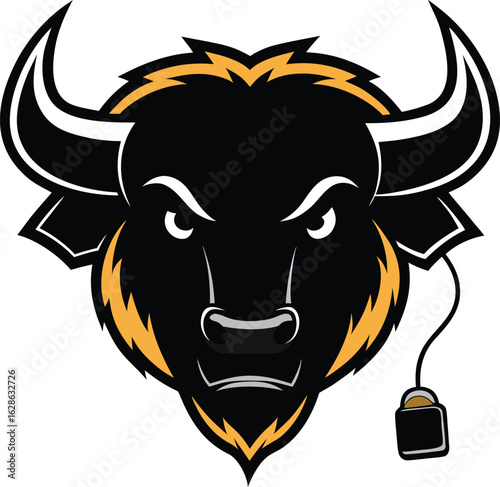 A bull with a black face and horns buffalo mascot logo buffalo mascot logo vector