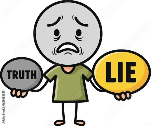 Truth and lies concept illustration decision making dilemma