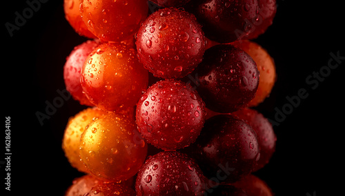 A cascade of vibrant fruit orbs gleaming in refreshing, dewy perfection.