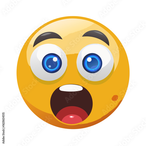 A high-quality 3D emoji showcasing a wide-eyed and open-mouthed look of astonishment Isolated on transparent background PNG
