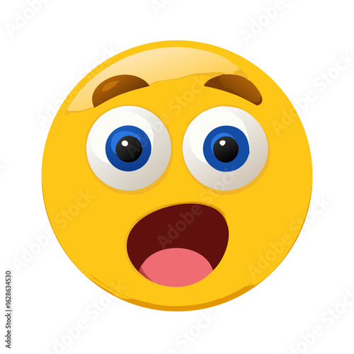 A high-quality 3D emoji showcasing a wide-eyed and open-mouthed look of astonishment Isolated on transparent background PNG
