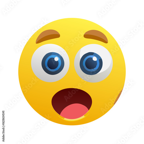 A high-quality 3D emoji showcasing a wide-eyed and open-mouthed look of astonishment Isolated on transparent background PNG
