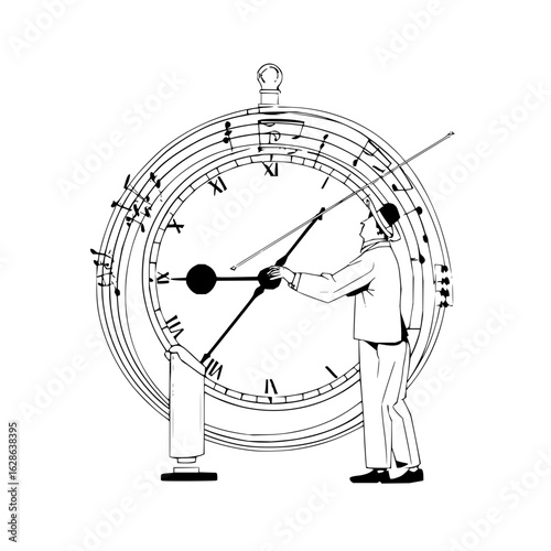 Clock time music man musical instrument timekeeping timepiece time clock time man clock music time