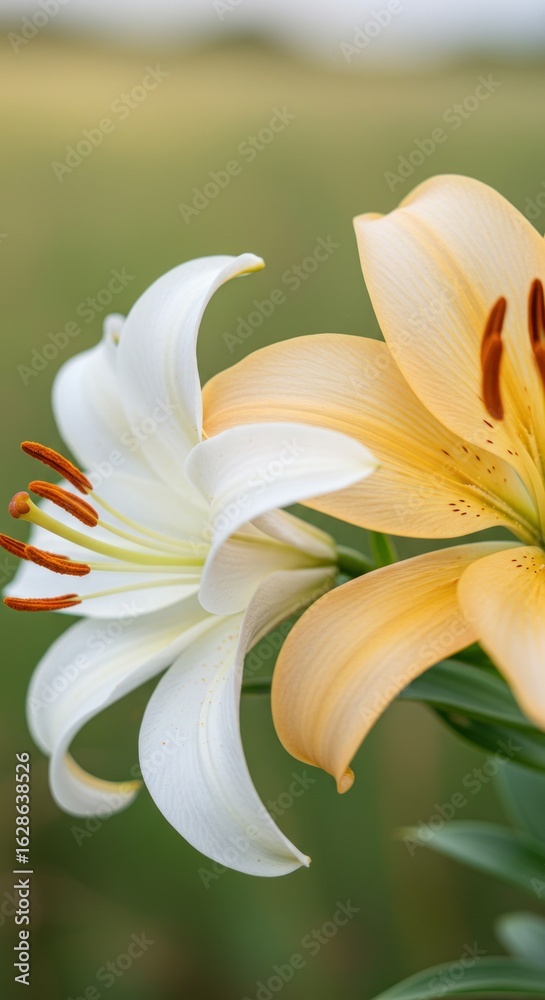 Fototapeta premium Close-up of two lilies