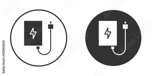 Power bank icons pack. vector glyph flat icons