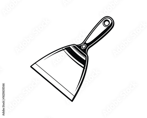 Putty Knife Silhouette Icon - Minimalist Illustration of a Putty Knife with a Flat Blade and Handle, Representing a Tool for Spreading or Scraping