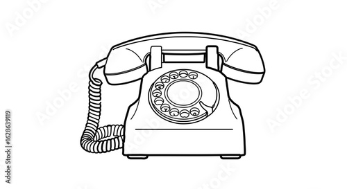 Vintage rotary dial telephone vector illustration for old phone communication and technology design icon 100