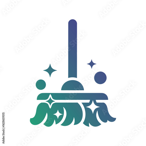 Vector art of gradient colored broom icon symbolizing cleaning and tidiness