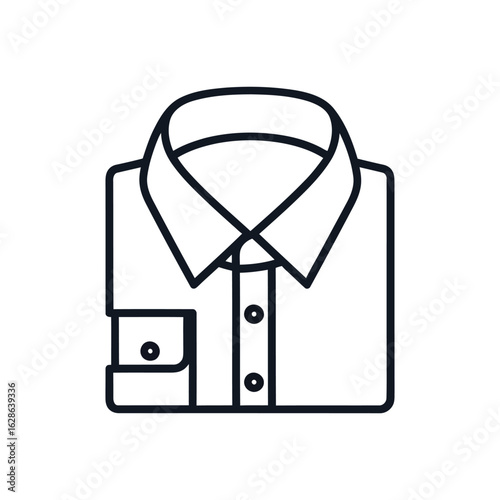 Vector art of outline icon of a neatly folded shirt with collar and buttons