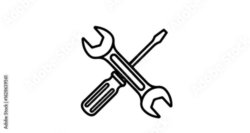 Wrench and screwdriver crossed tools icon vector illustration repair and construction equipment design