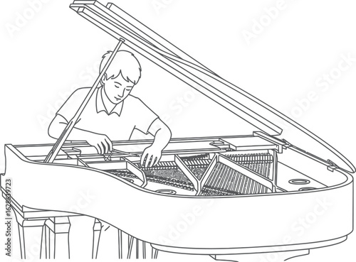 Grand Piano Tuning and Repair Illustration - Music Instrument Maintenance Service
