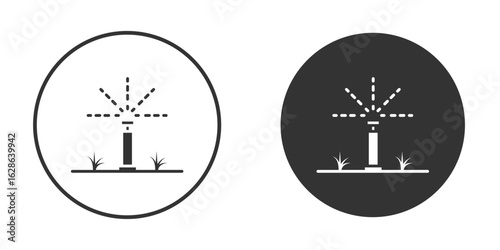 Lawn sprinkler icons pack. vector glyph flat icons