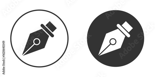 Ink pen icons pack. vector glyph flat icons