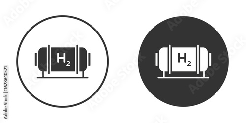 Hydrogen gas tank icons pack. vector glyph flat icons