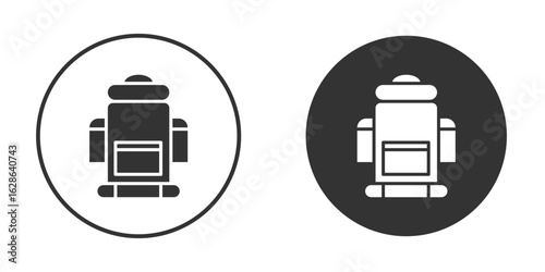 Hiking backpack icons pack. vector glyph flat icons