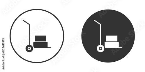 Hand truck icons pack. vector glyph flat icons