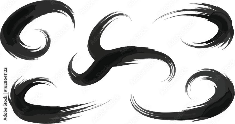 Obraz premium Abstract black brush strokes vector design element graphic