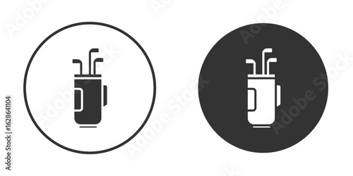Golf bag icons pack. vector glyph flat icons