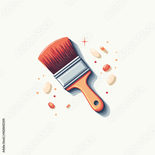 Artistic paintbrush and spots, creativity in motion