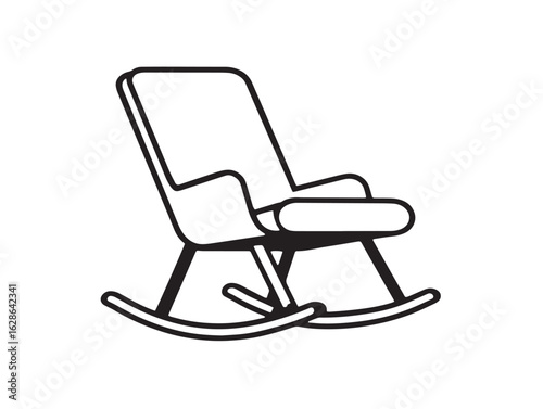 Comfortable nursery rocker icon with elegant vector line artwork