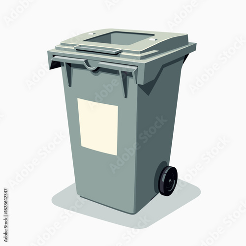 Modern garbage container on white background, waste management concept