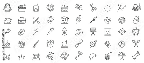 Collection of Handcrafted Item Icons Sewing Crafting and Hobby Symbols sewing machine