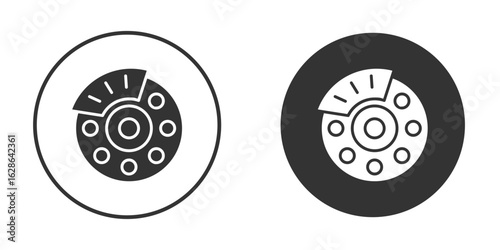 Disk brake icons pack. vector glyph flat icons
