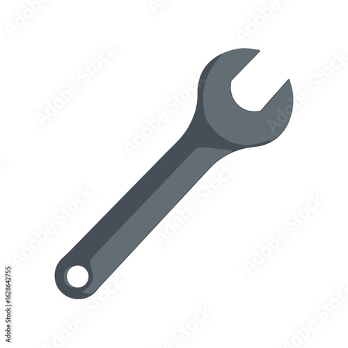 Wrench tool in flat design style with grey color scheme  