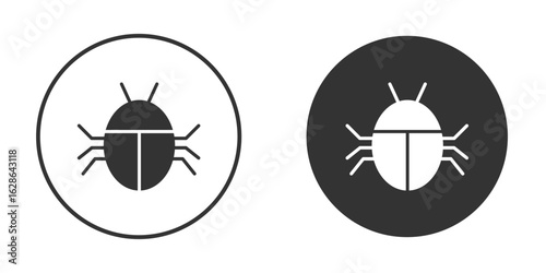 Computer bug icons pack. vector glyph flat icons