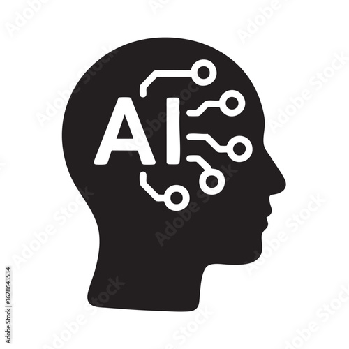 AI Head Silhouette with Circuitry artificial intelligence