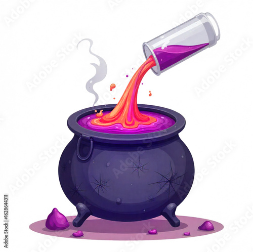 A witch's pot in which poison or decoction is boiled