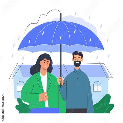 A flat style illustration representing family insurance