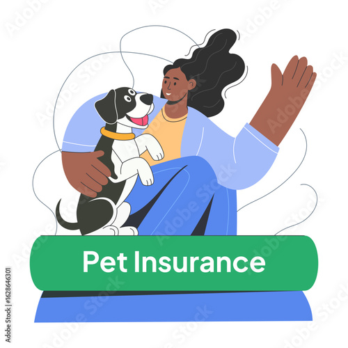 A flat style illustration representing pet insurance