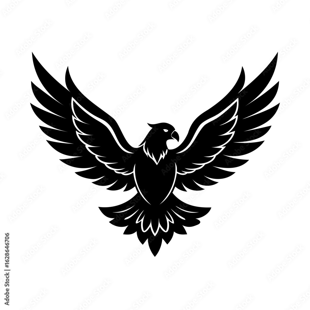 Obraz premium Silhouette a majestic eagle with wings spread wide bird flying