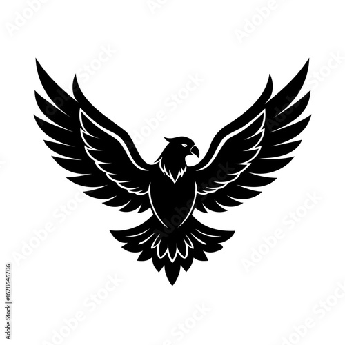 Silhouette a majestic eagle with wings spread wide bird flying
