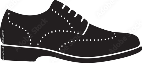 Modern Brogue Dress Shoe in Black and White Silhouette