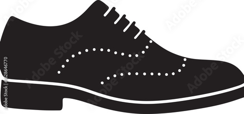Oxford Wingtip Shoe in Black and White Vector Silhouette