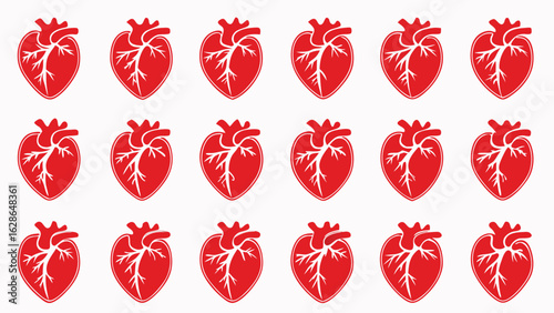 Red anatomical hearts pattern white