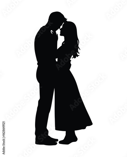 Wallpaper Mural silhouette of a romantic couple in an intimate pose, man holding woman’s face as she stands in long dress, love and affection concept Torontodigital.ca
