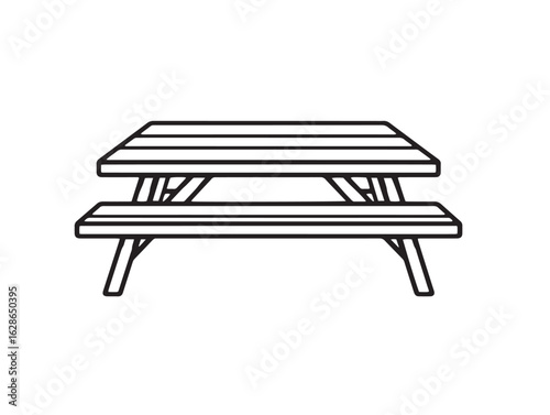 Simple picnic table icon with stylish sleek vector design